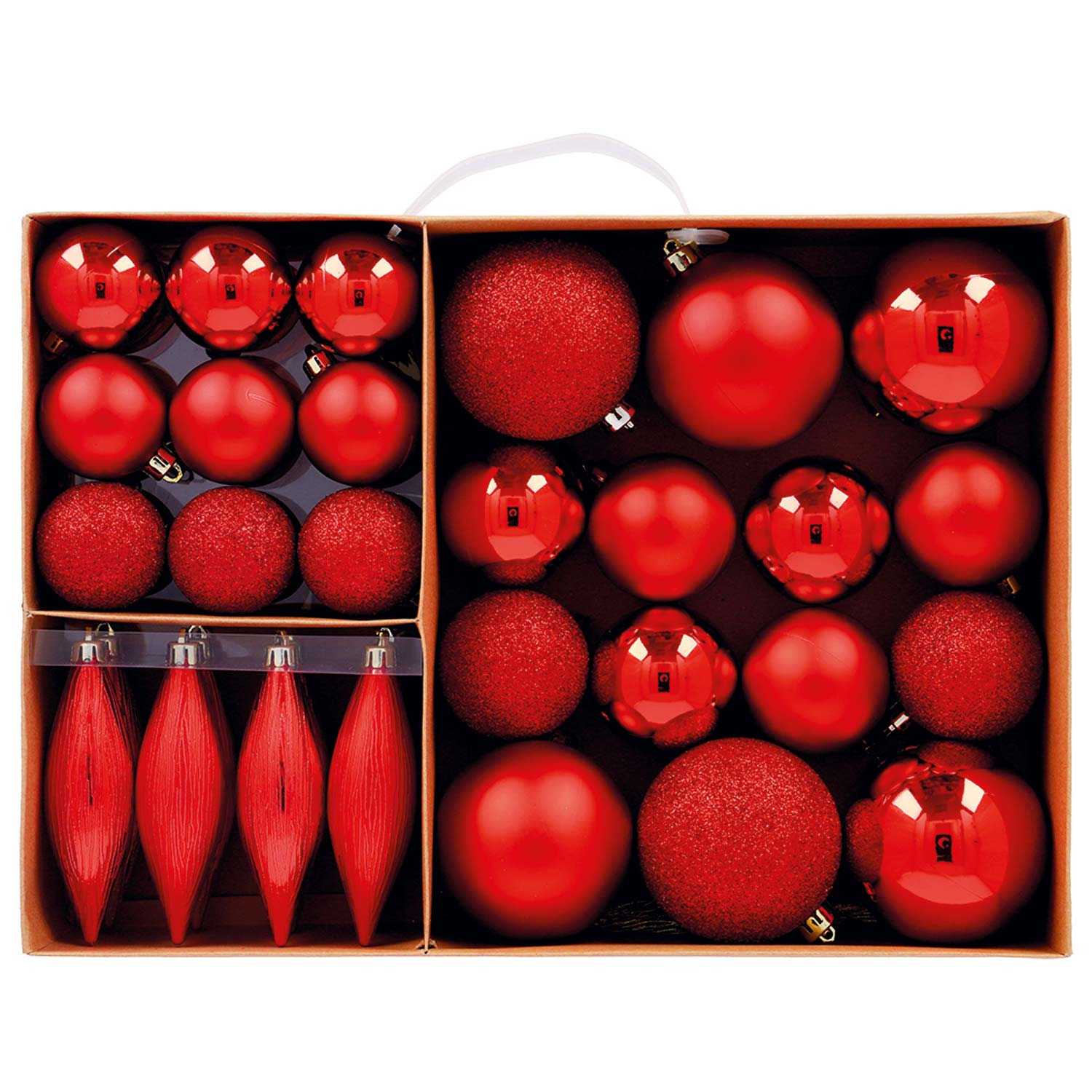 O'canny Weihnachtskugel-Set aus Kunststoff mit Glitter und Faden 31teilig 3fach