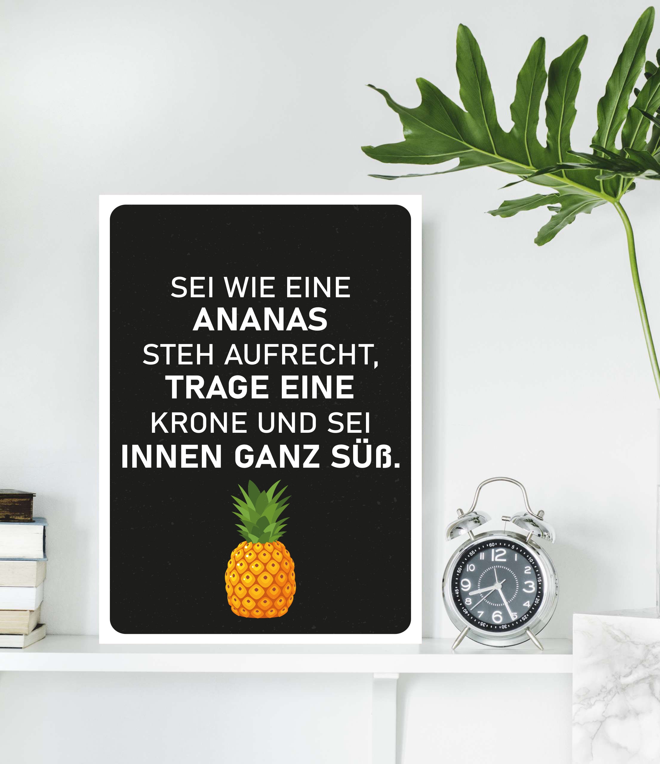 queence Metallbild »Ananas« Ananas | Schriftzug | Sprüche | Sprüche & Texte 1 Stk. tlg. Stahlschild, Blechschild, Sprüche, Texte, witzig