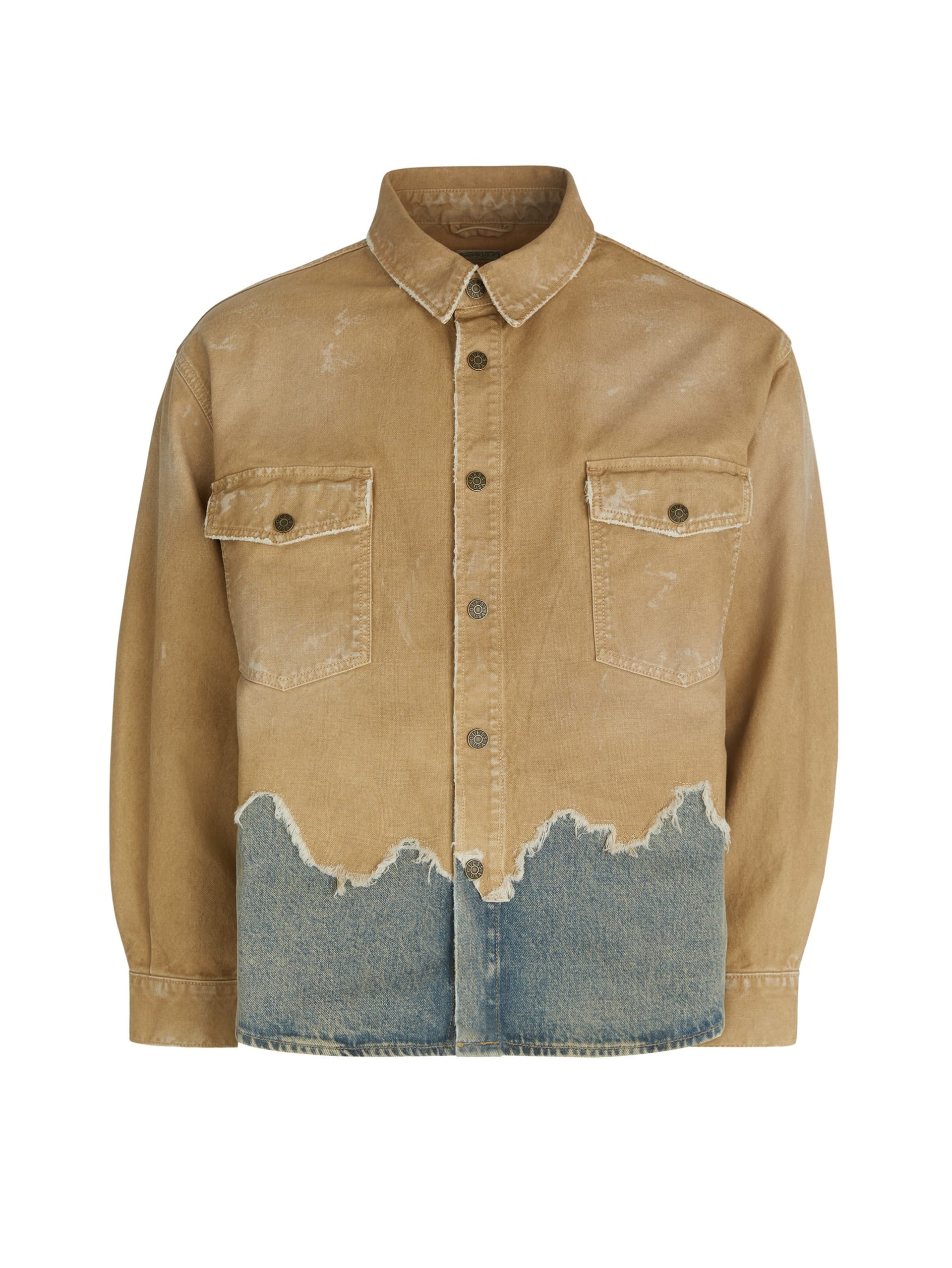 jaqueta camisa de lona desgastada