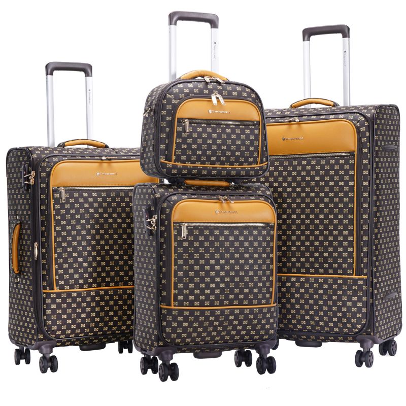 Lot de 3 valises + 1 vanity souples 39204 34, 55, 68 et 79 cm Marron