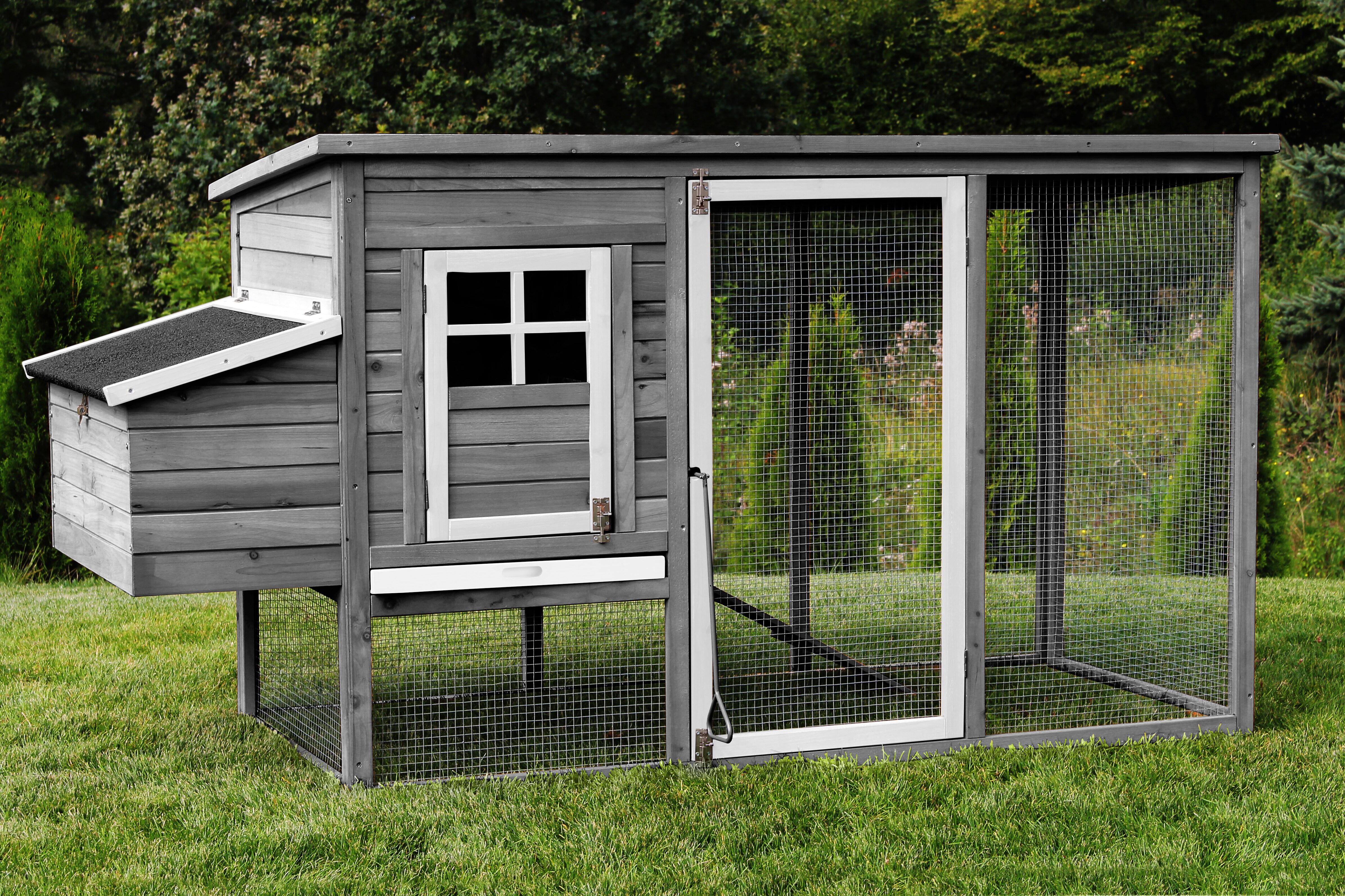 MyAnimal Hühnerstall für 4 Hühner MH-04 mit Eiablage, wasserabweisendes Dach, schutzimprägniert (Grau)