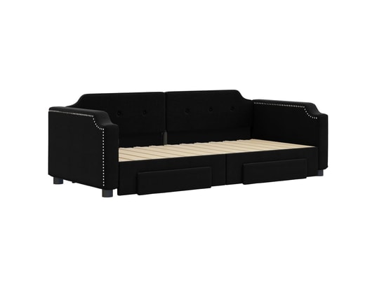 VIDAXL - Lit de jour avec gigogne et tiroirs noir 90x200 cm tissu