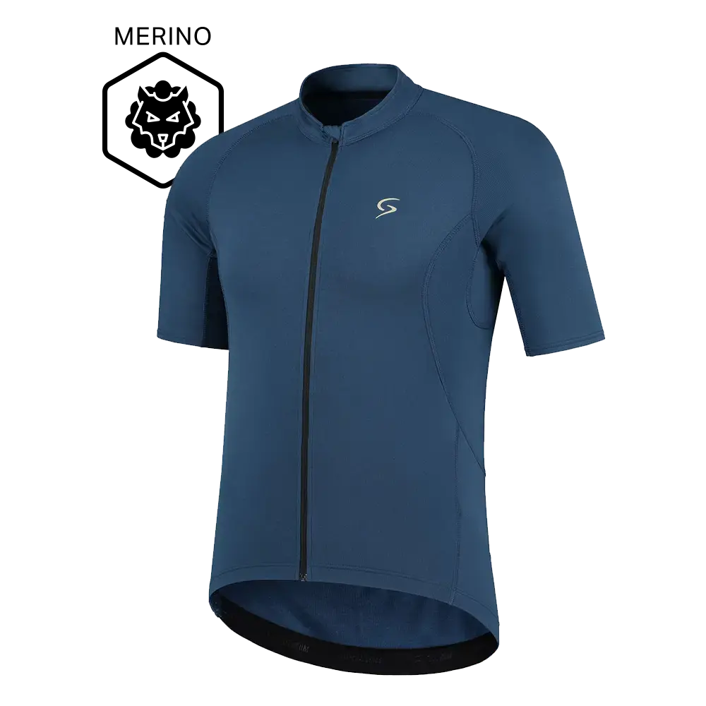 FUTURUM JORIS Merino Fietsshirt Korte Mouwen Blauw Heren