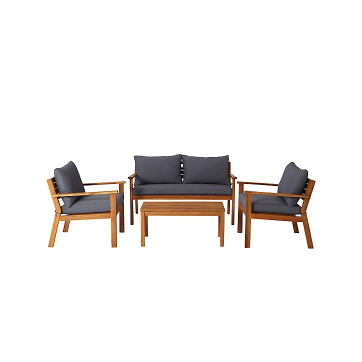Salon de jardin bas GoodHome Denia bois 4 personnes