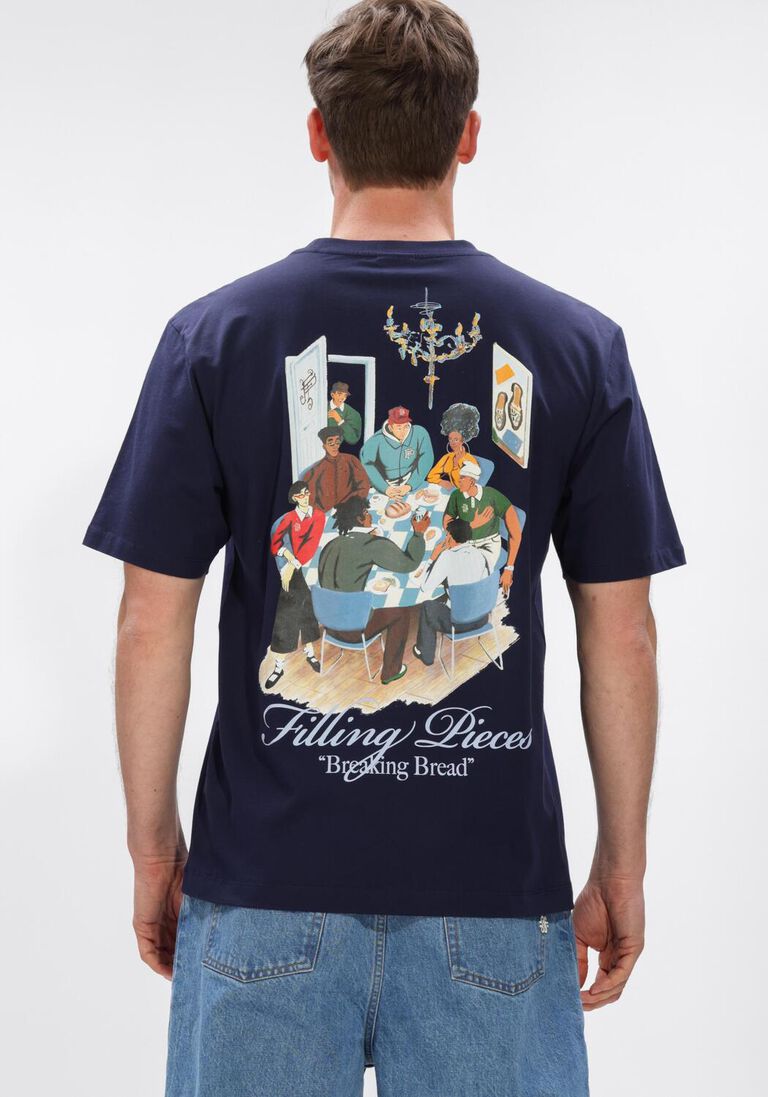donkerblauwe filling pieces t-shirt t-shirt supper