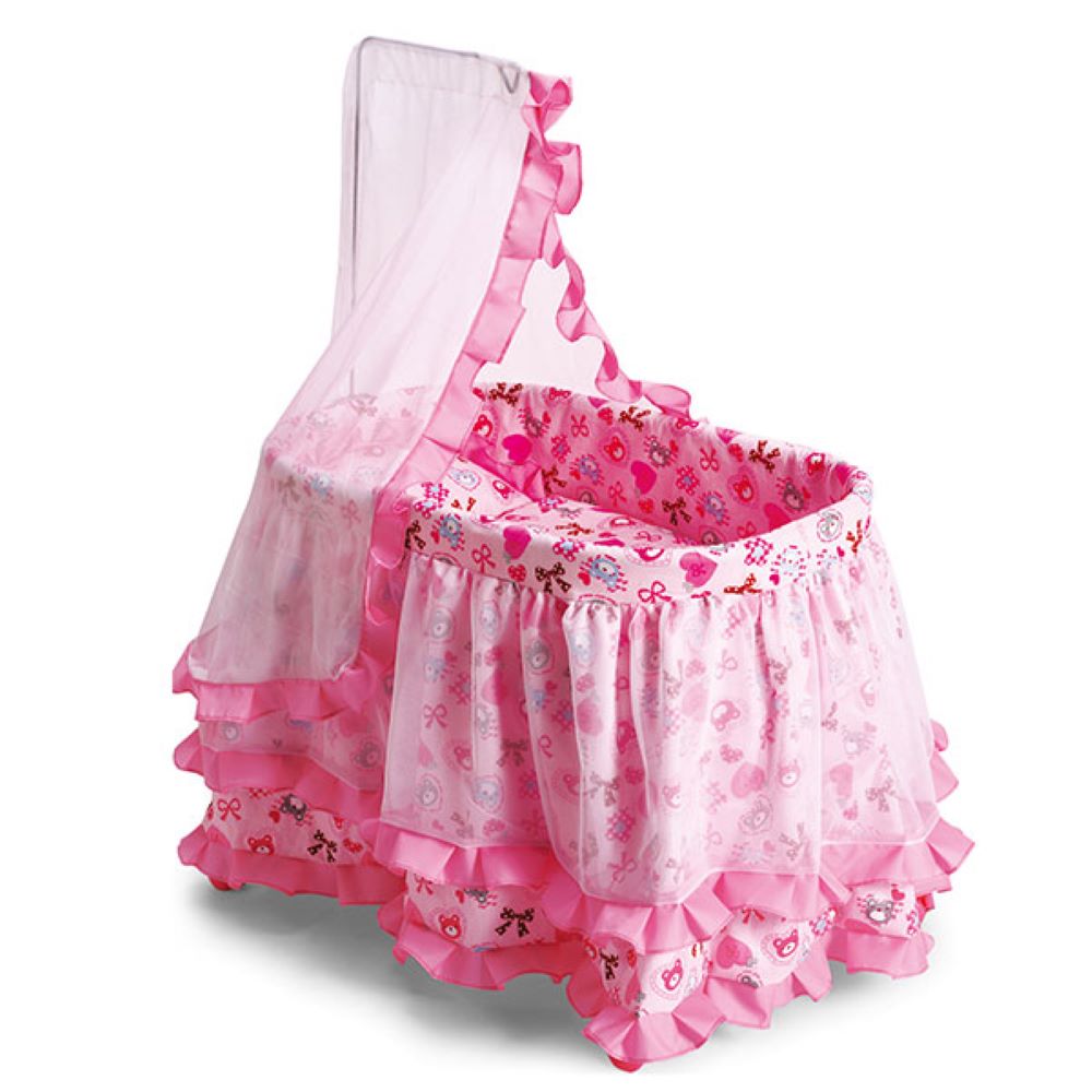 Puppenbett, Puppenwiege Princess 9376, mit Himmel und Rüschchen 61,5 x 43 x 85cm