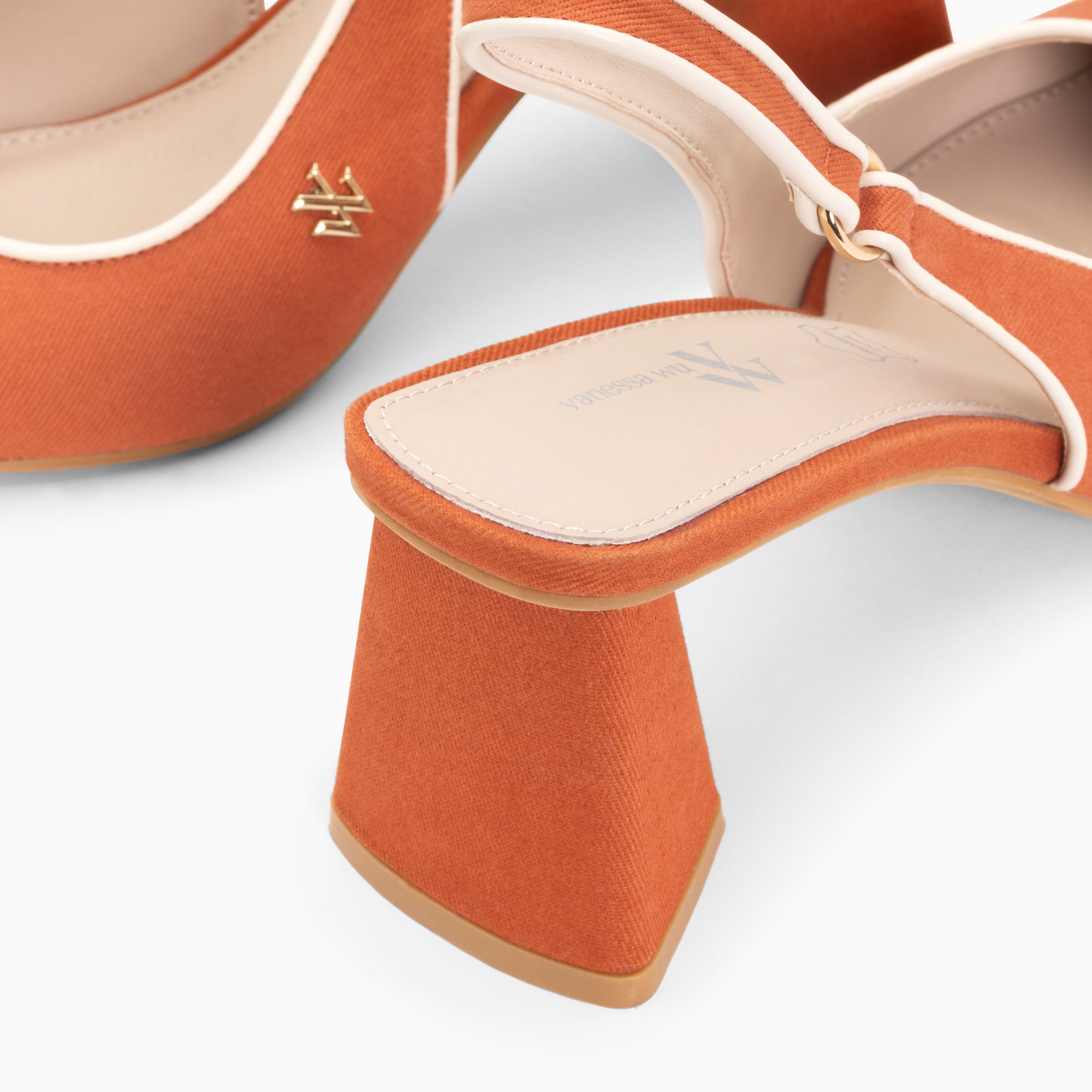 Escarpins-Escarpins slingback Lara orange à bout pointu