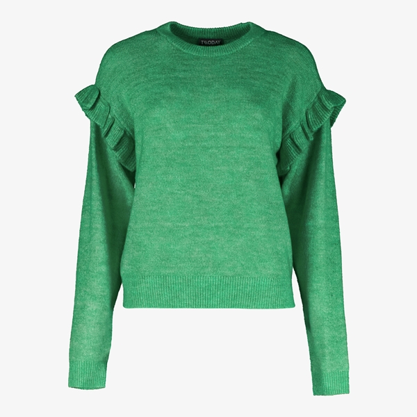 TwoDay dames trui met ruches groen