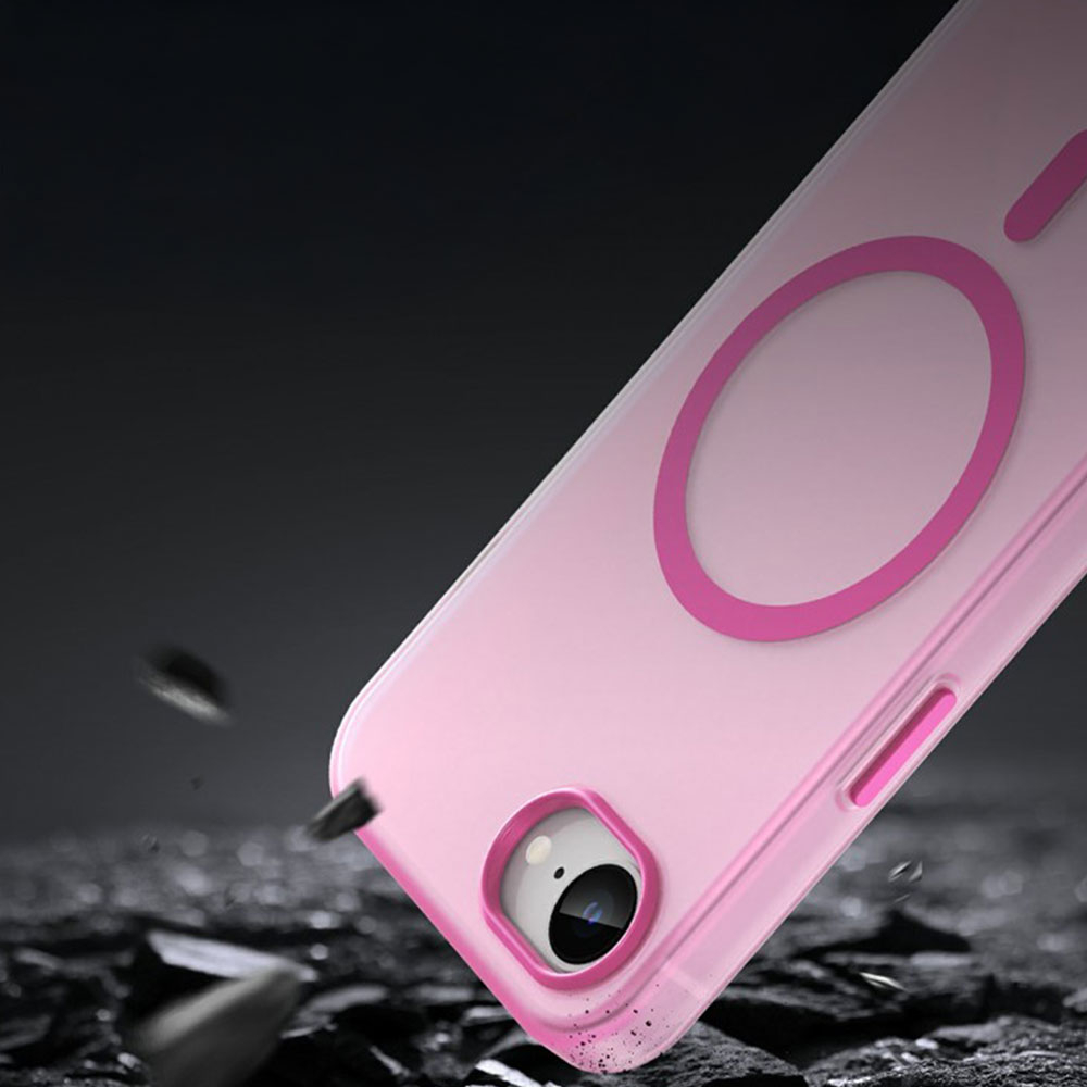 iPhone 16e MagSafe Hybrid Hülle TPU Bumper Slim Design Matt - Pink / Transparent