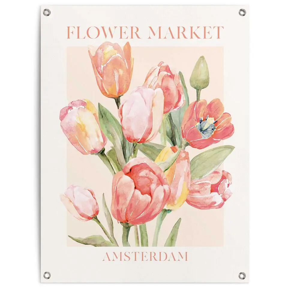 Tuinposter Tulips From Amsterdam - 80x60cm - Rood
