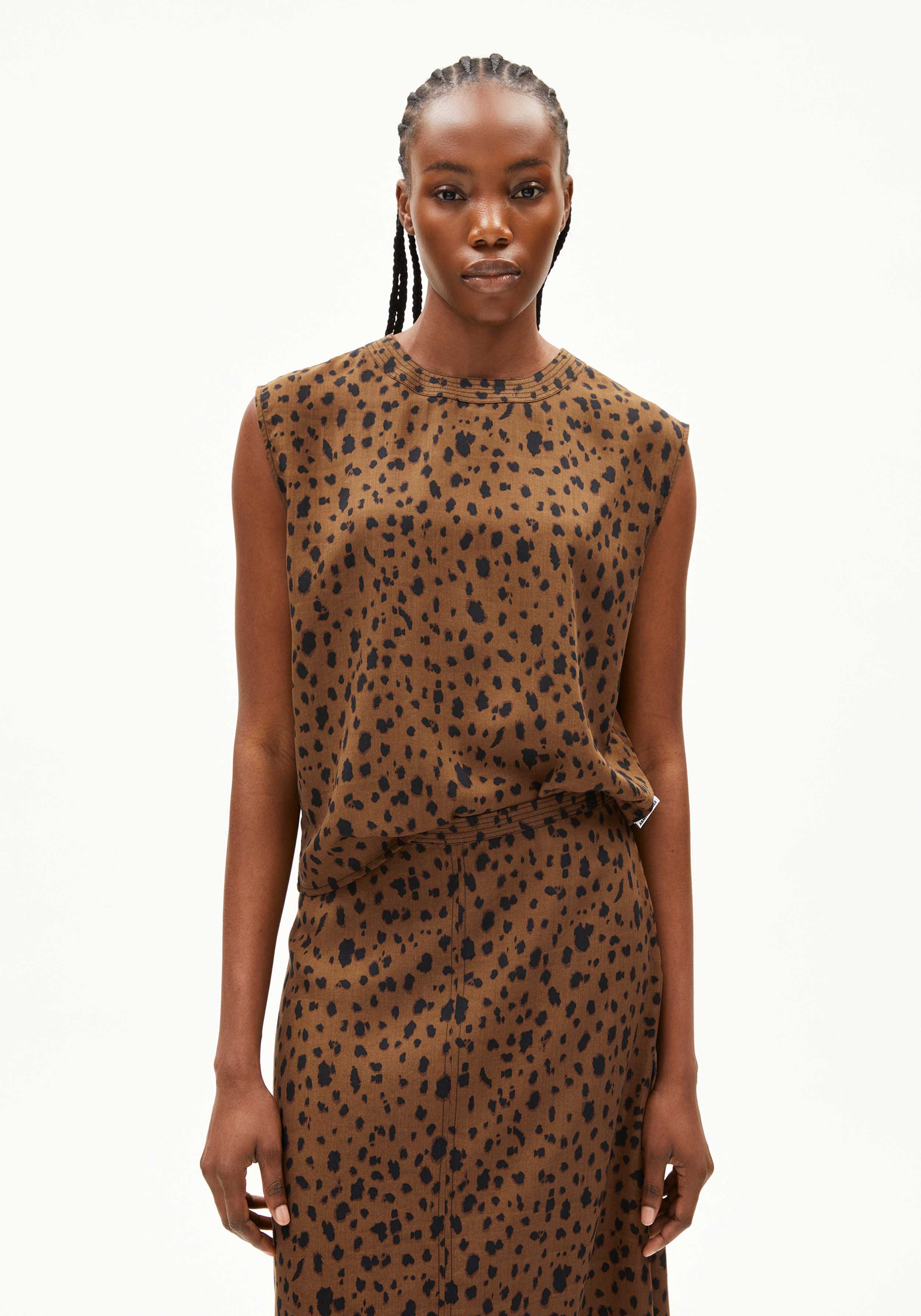 Armedangels Bluse Neraali Leopaa Dark Camel