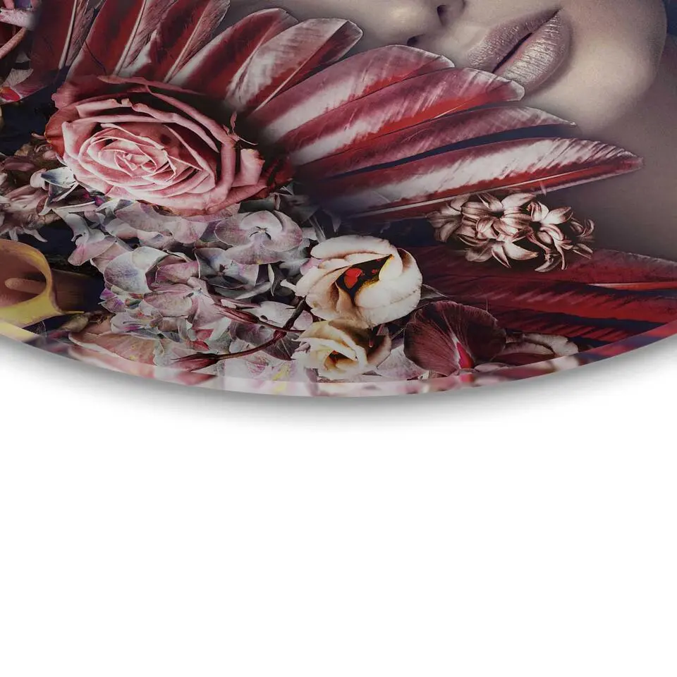 Glasschilderij Vleugels - Ø 50cm - Roze