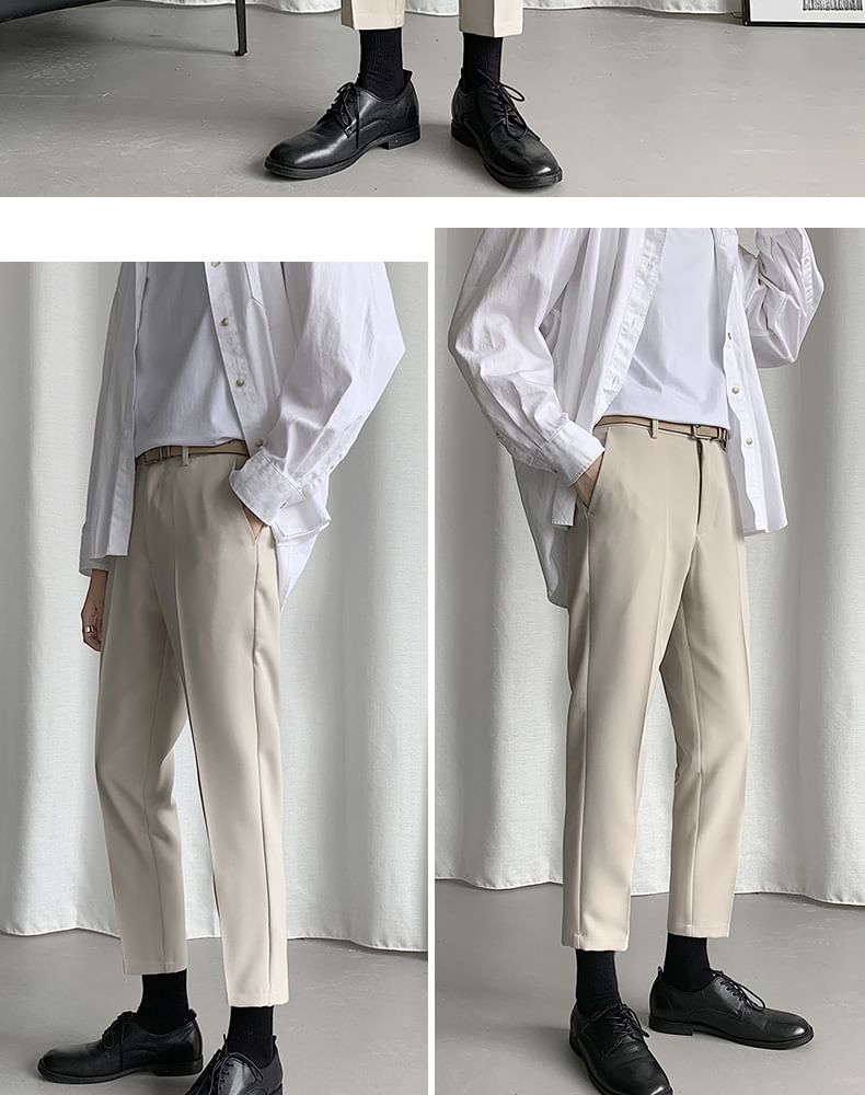 Bay Go Mall - Mid Rise Plain Cropped Dress Pants