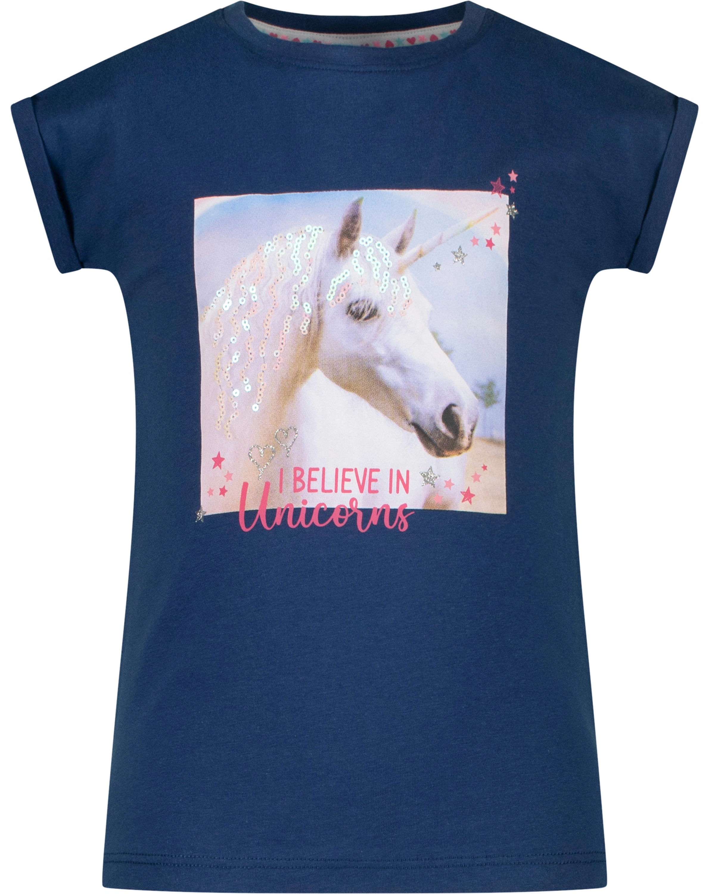 T-Shirt I BELIEVE IN UNICORNS in ink blue