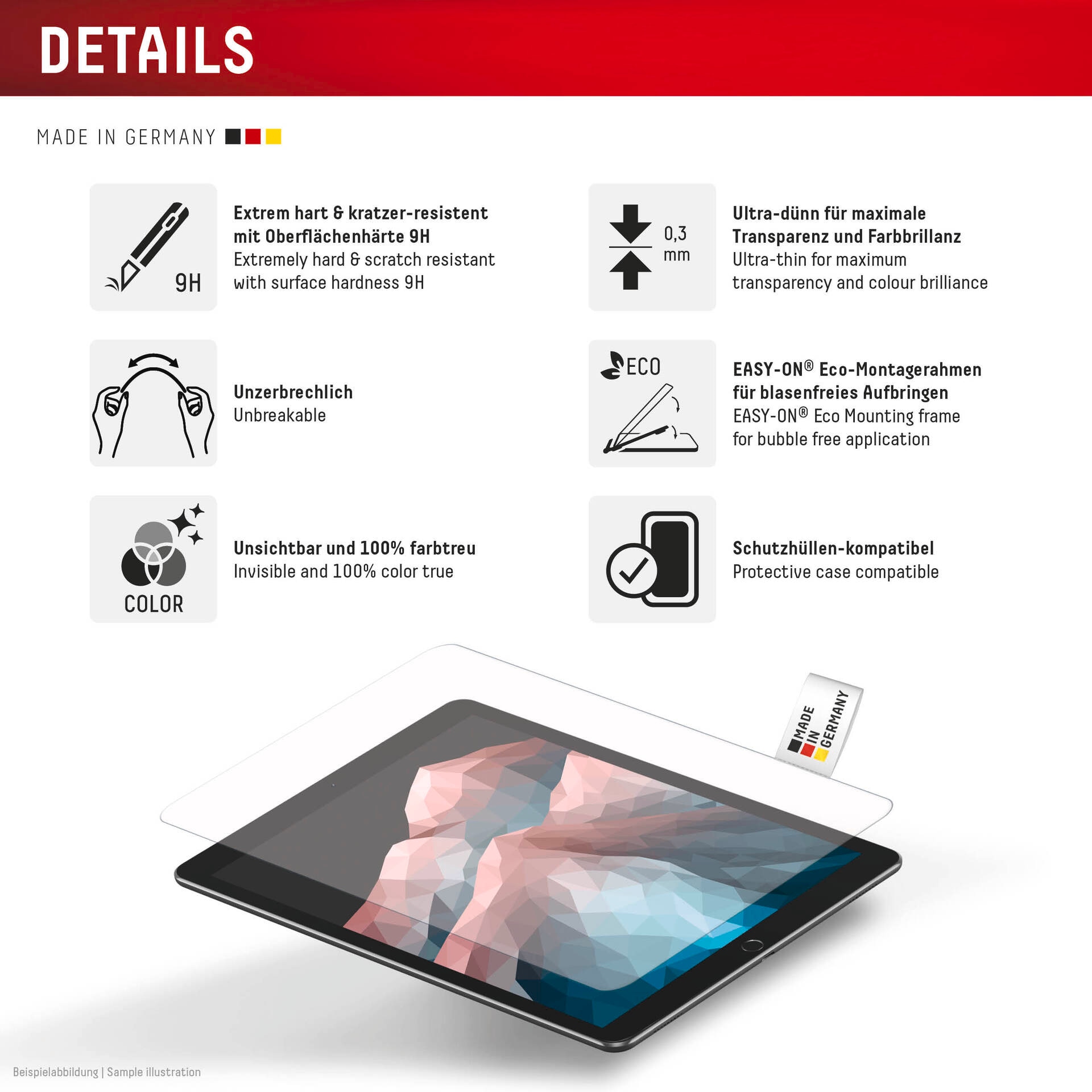 Displex Displayschutzglas »Tablet Glass Screen Protector« für Samsung Galaxy Tab S11 Displayschutzfolie, Schutzfolie, Bildschirmschutz, kratz- & stossfest