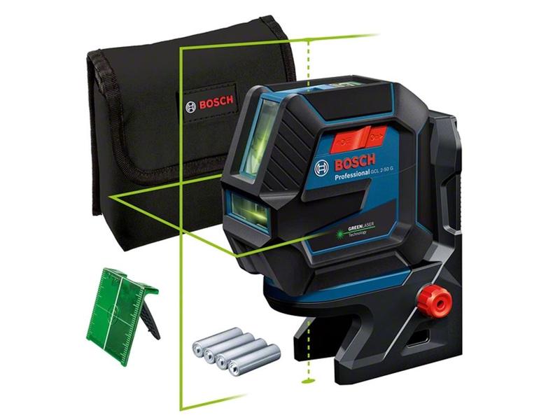 Bosch Professional Kombilaser GCL 2-50 G 15 m Haltbarkeit und einfache Bedienung. Grüne Laserlinien und grüne Lotpunkte