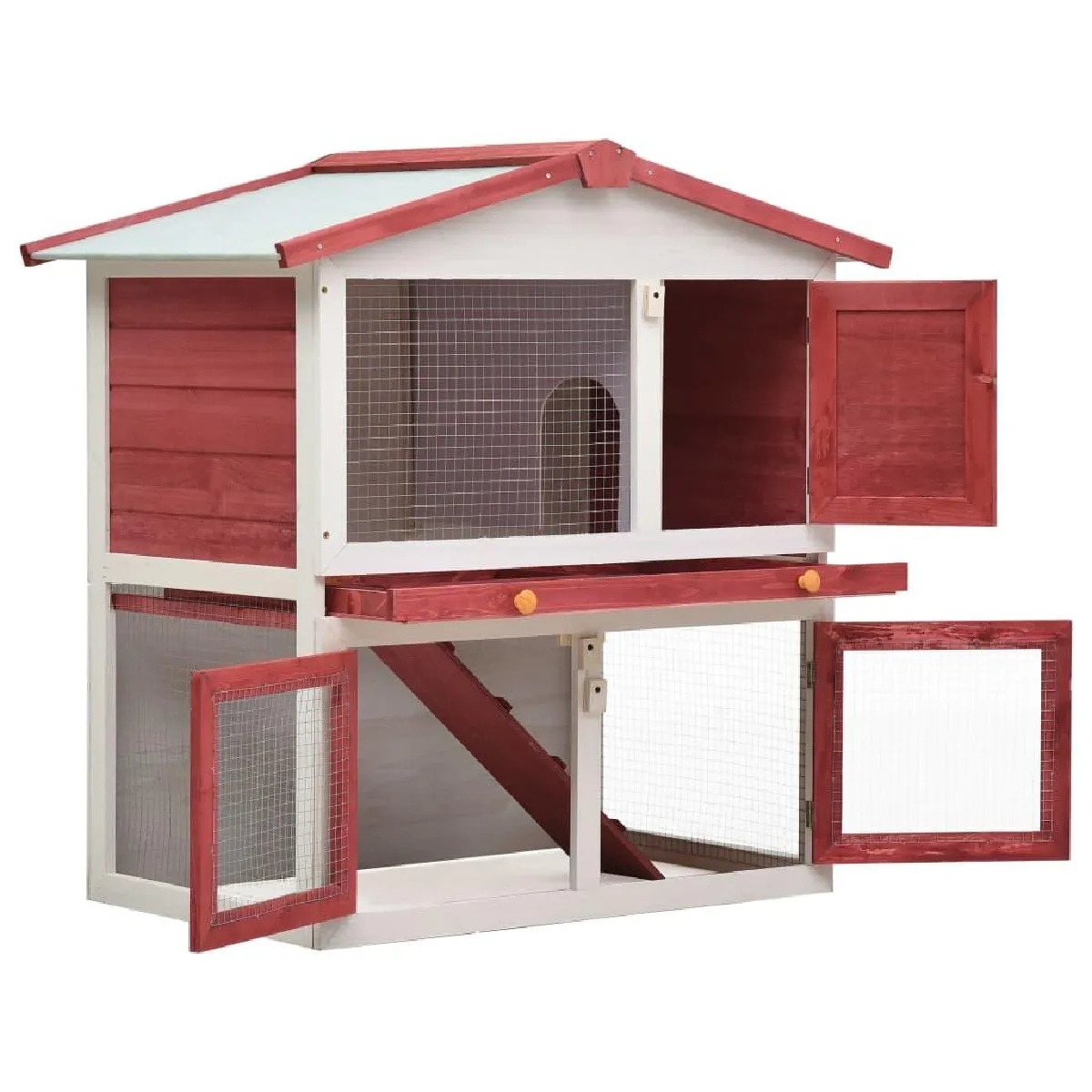 Helloshop26 Clapier d'extérieur 94 x 60 x 98 cm Rouge