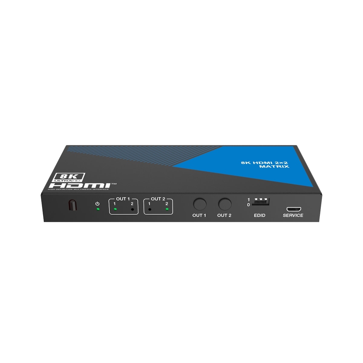 NÖRDIC 8K HDMI 2.1 matrisebryter 2x2 med lyduttrekk Toslink & Stereo EDID CEC, Dolby Atmos, Digital Plus, DTS-EX