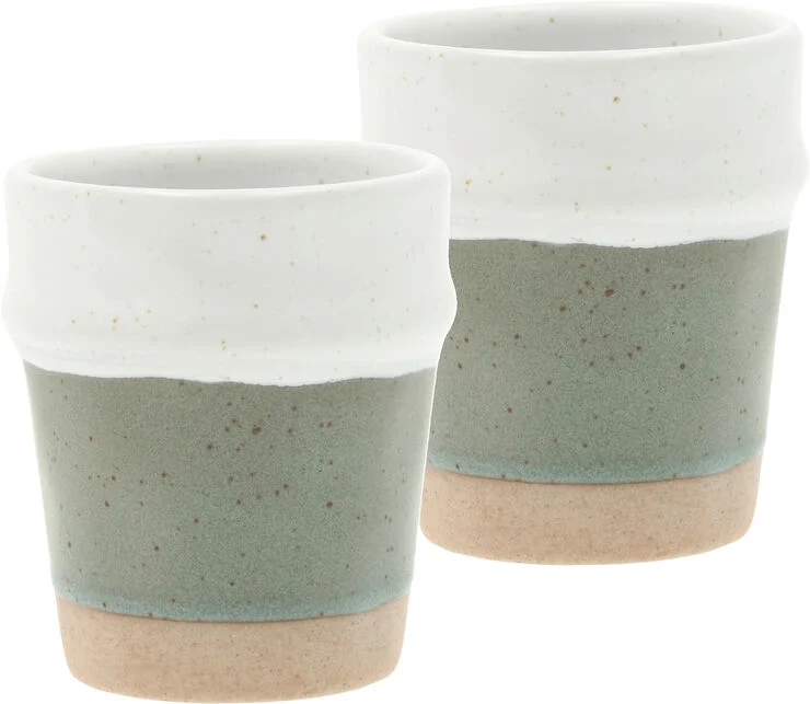 Villa Collection Espressokop Evig 0,1 liter 2 stk. Grøn/Hvid Porcelæn Grøn/hvid