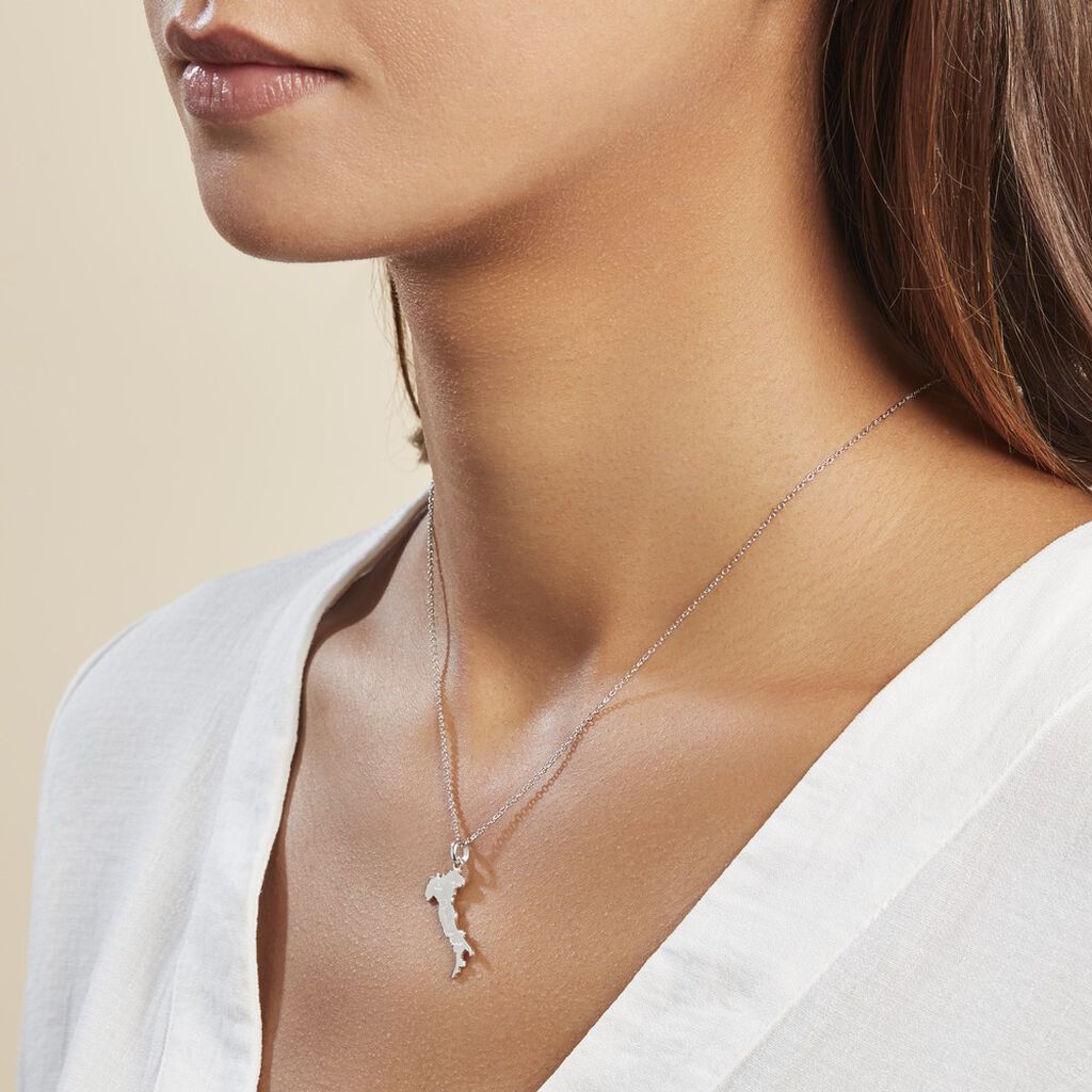 Pendentif Thea Argent Blanc