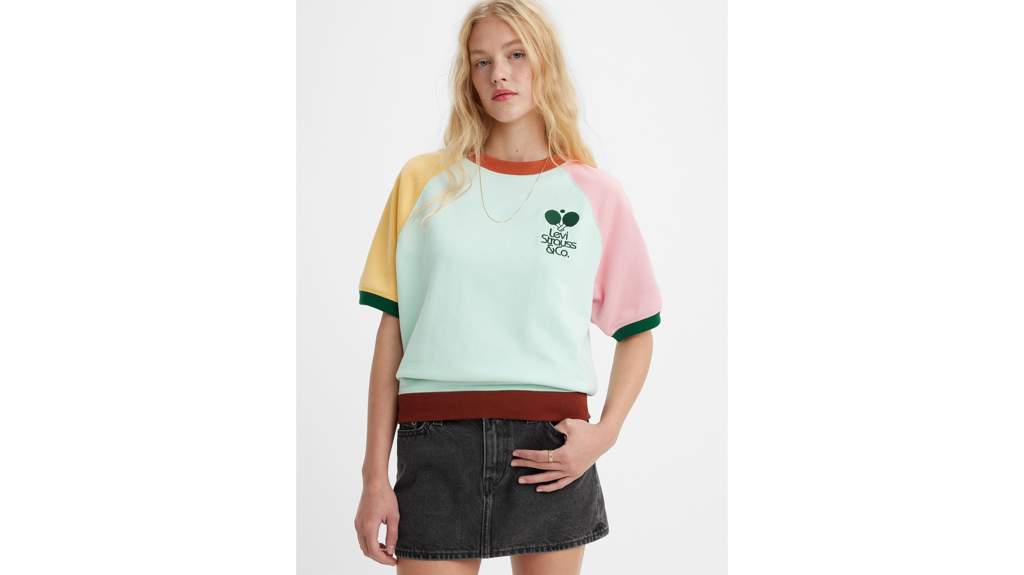 Sweat-shirt graphique manche courte - CountryClubTableTennisPastelBlue/QuartzPink/Flax - Multicolore