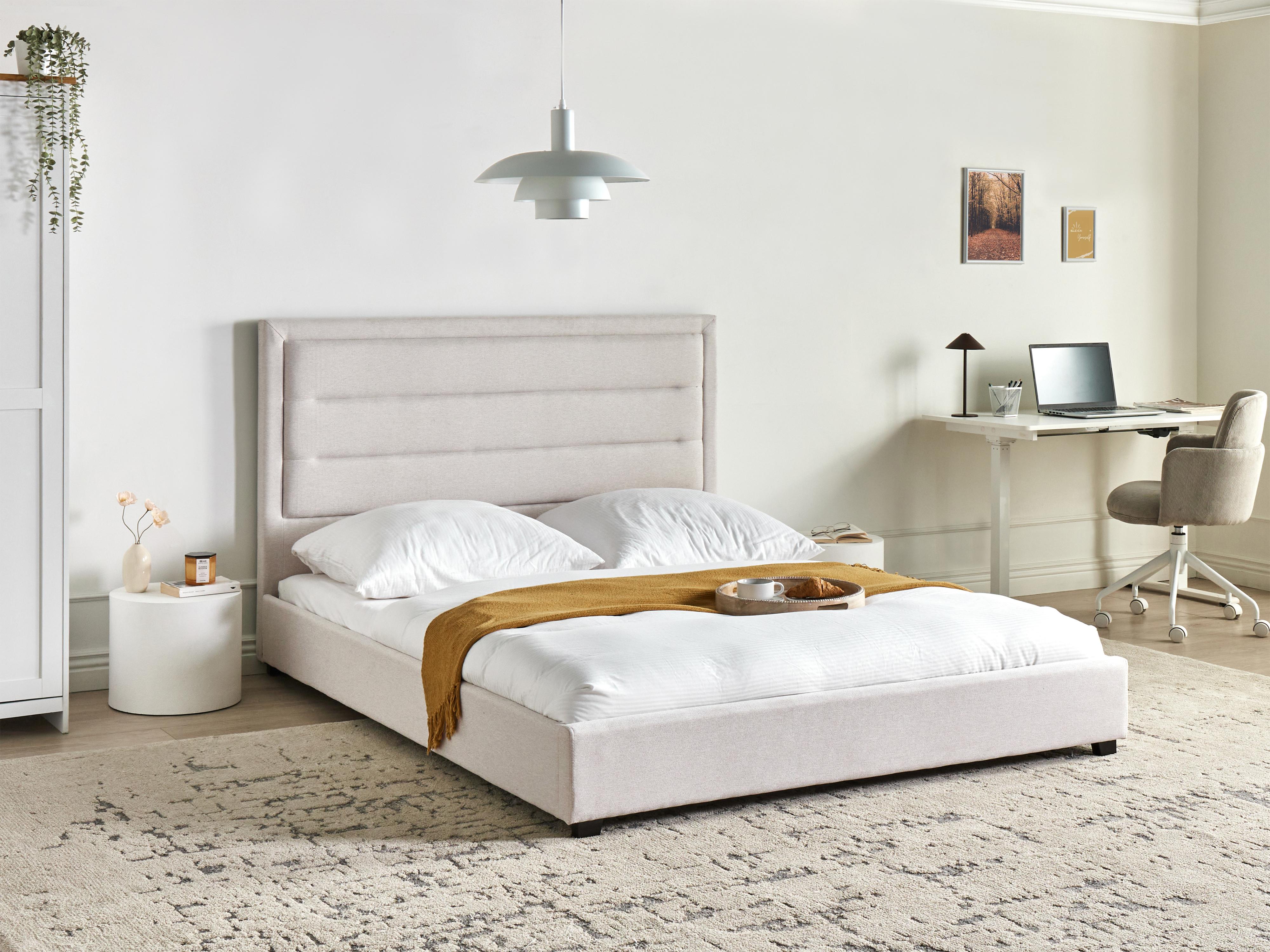 Bed Stof ROUEN 160 x 200 cm Lichtbeige