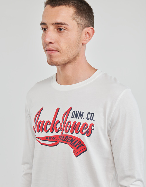 Jack & Jones - JJELOGO TEE LS O-NECK 2 COL AW23 SN - Blanc