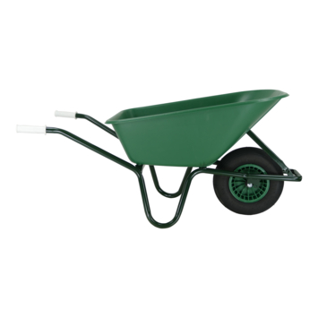 Kruiwagen 100 liter kunststof bak, met luchtwiel