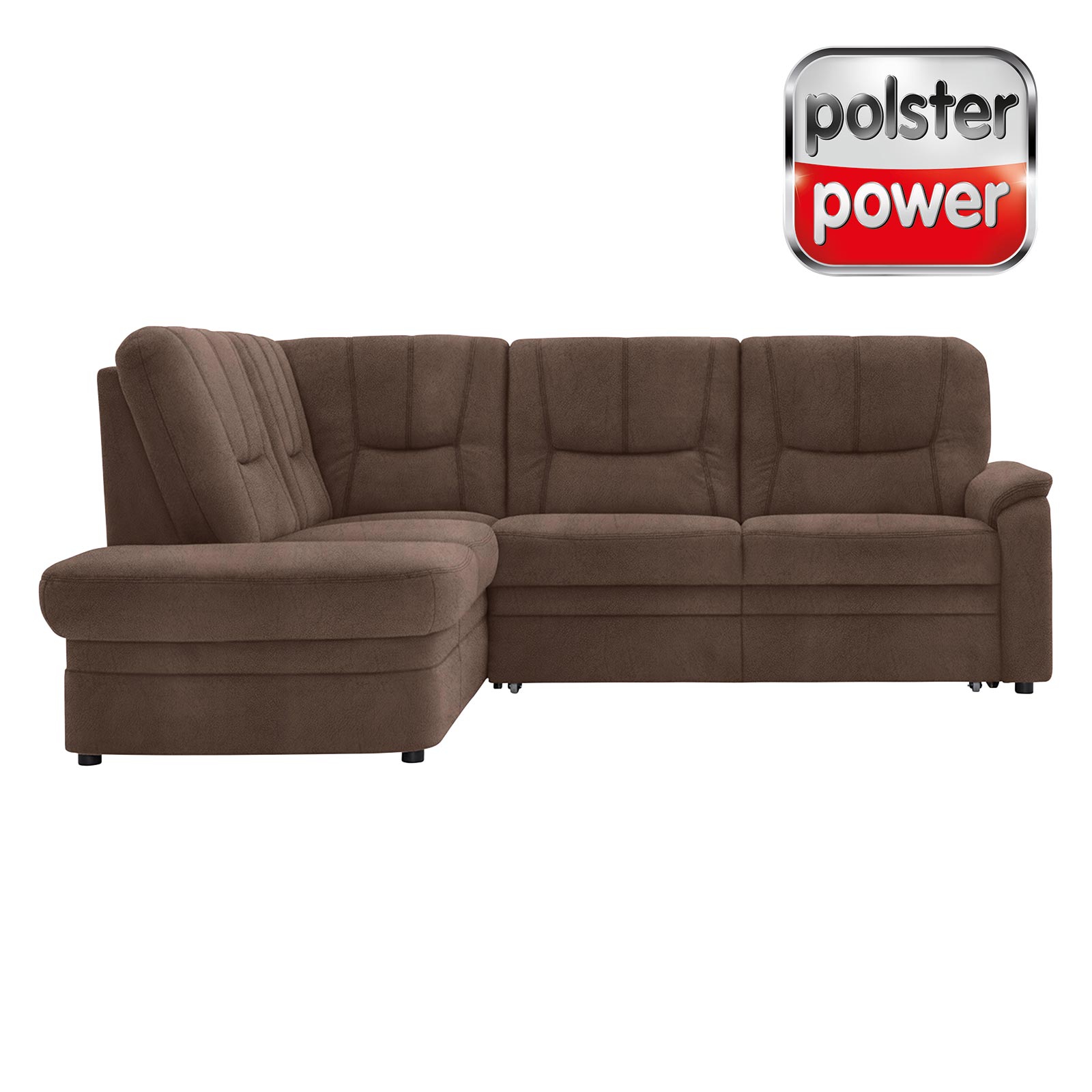 polsterpower Ecksofa - Saddle nougat - Basismodell - Ottomane links