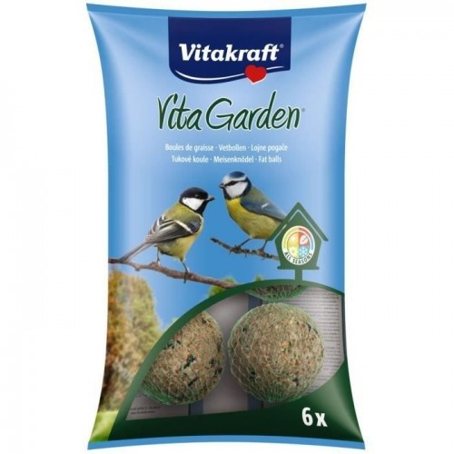 Bolas de gordura Vitakraft com sabor de cereais e grãos para pássaros.