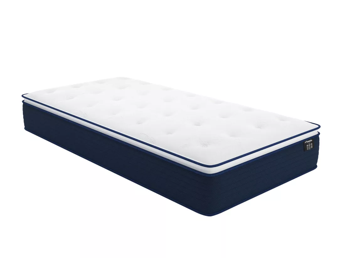 Ensemble 90 x 190 cm sommier coffre naturel clair + matelas ressorts ensachés et surmatelas intégré ép.24cm - ALTIER de YSMÉE