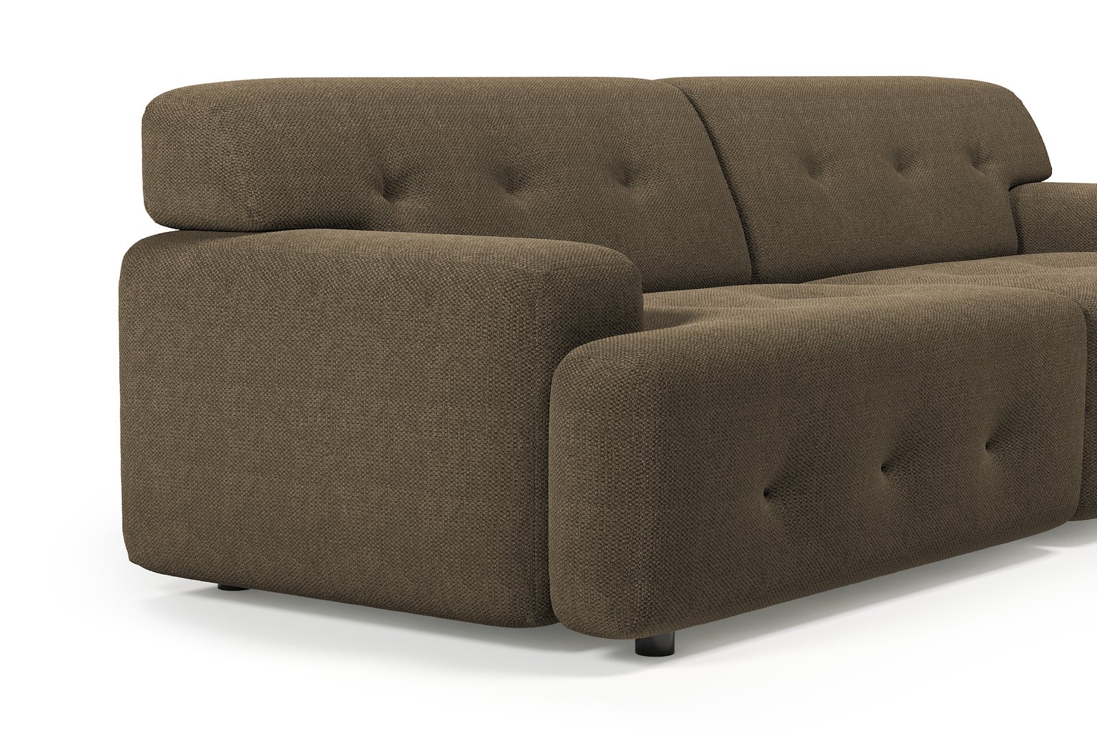 Bob 3-seter Tekstil Mito 176 Dark Brown med sorte ben.
