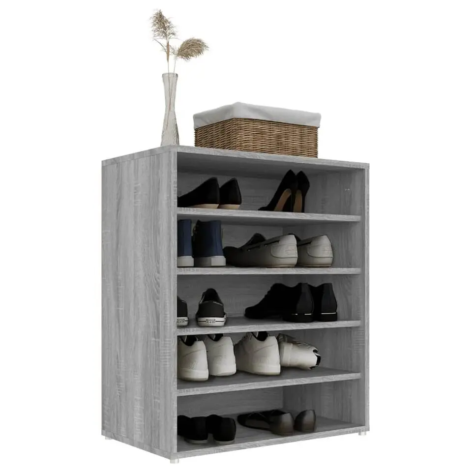 vidaXL - Schoenenrek - Grijs - Bewerkt hout - 60 x 35 x 70 cm