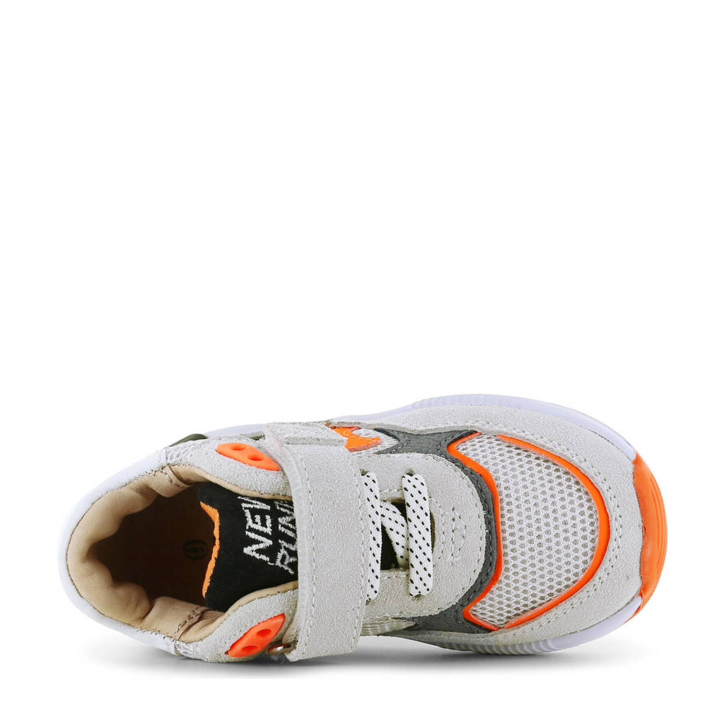 Shoesme leren sneakers grijs/oranje