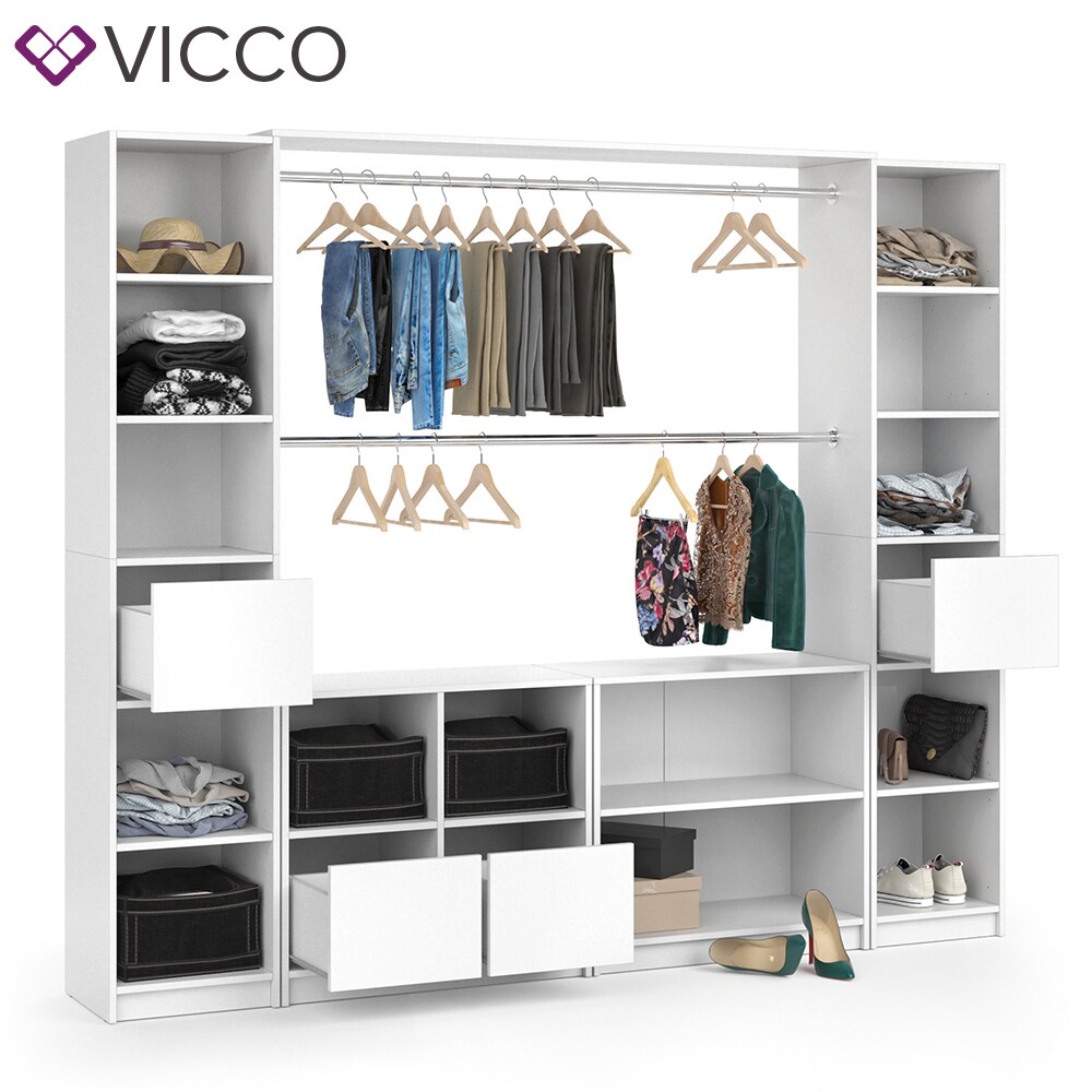 VICCO Kleiderschrank GUEST XXL offen begehbar Regal Kleiderständer Schrank weiß