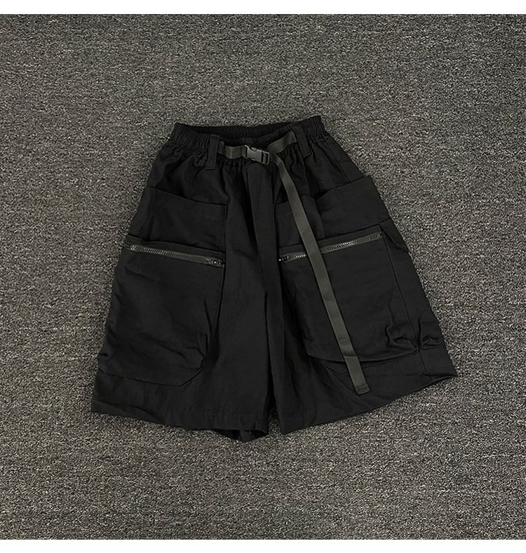 Mimiyox - Hoge taille, effen, wijde cargoshorts