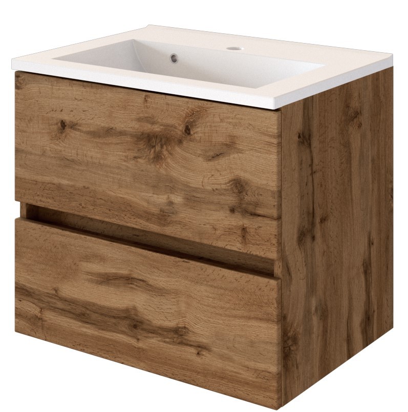 Waschtisch BAABE - Wotaneiche - mit Mineralgussbecken - 60 cm