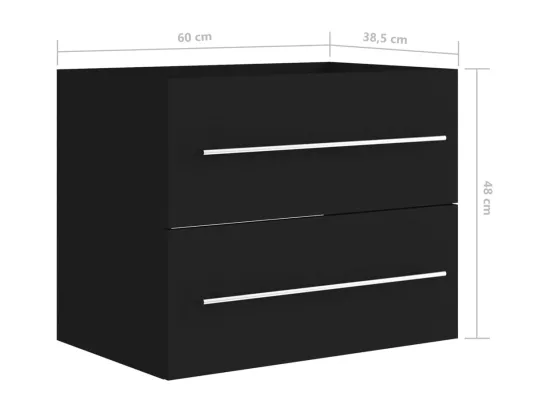 Armoire d'évier Noir 60x38,5x48 cm Bois d’ingénierie