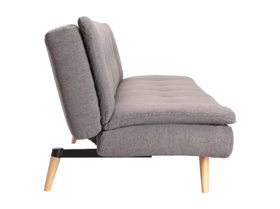 Canapé convertible scandinave 3 places en tissu gris foncé et bois clair SENSO