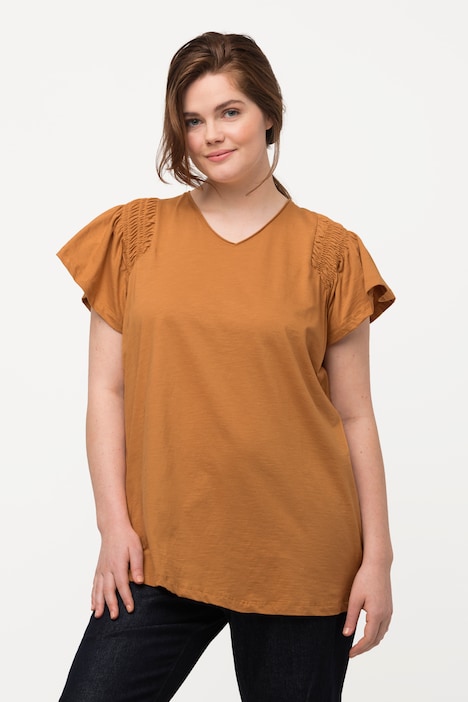 T-Shirt, A-Linie, V-Ausschnitt, Halbarm, Biobaumwolle