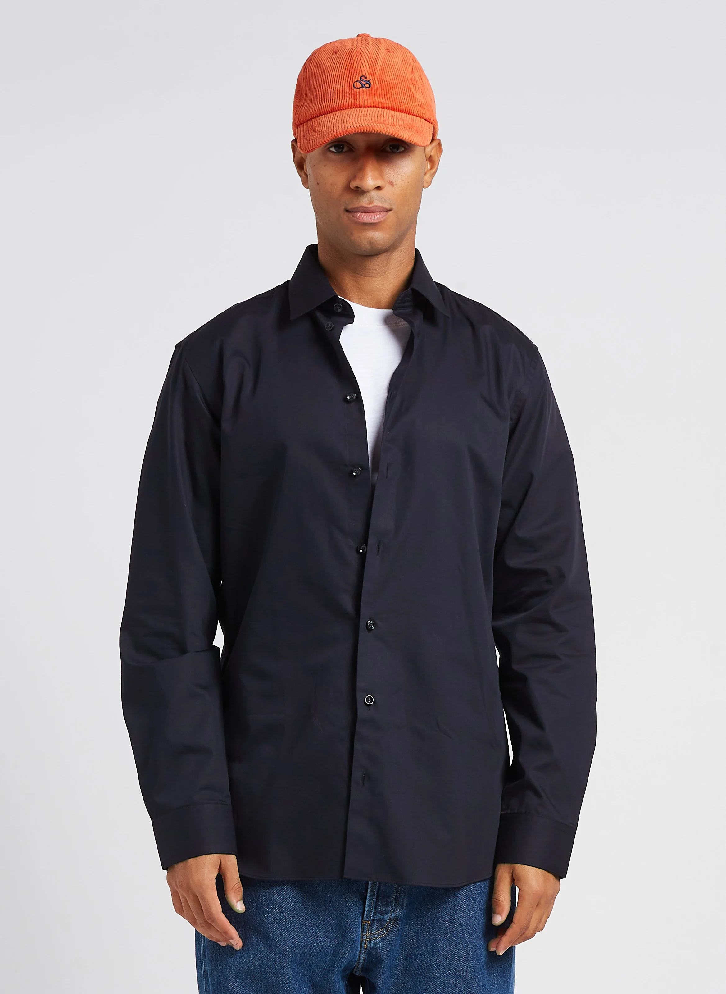 Chemise droite en coton | Noir