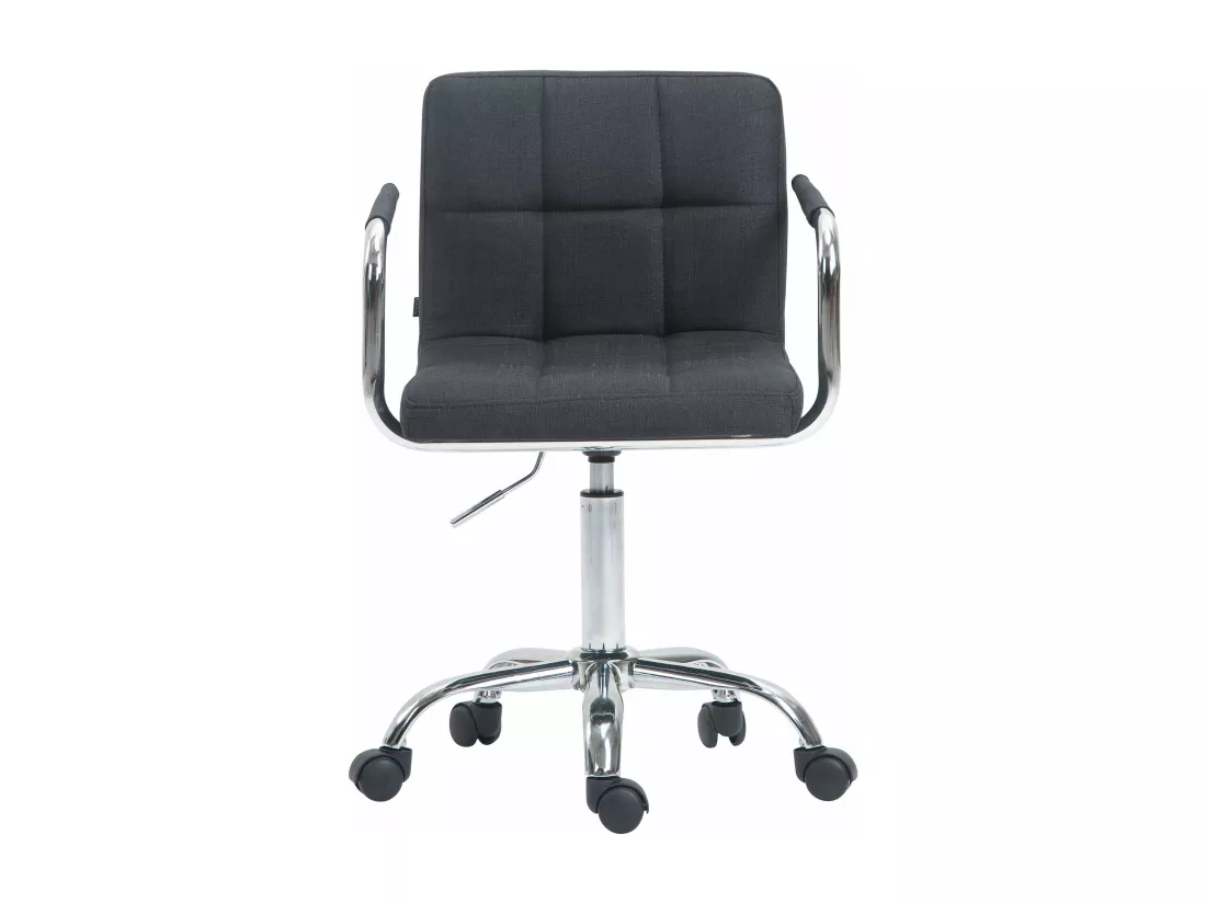 Chaise de bureau - Tissu & Métal chromé - Gris foncé - Lucy V2