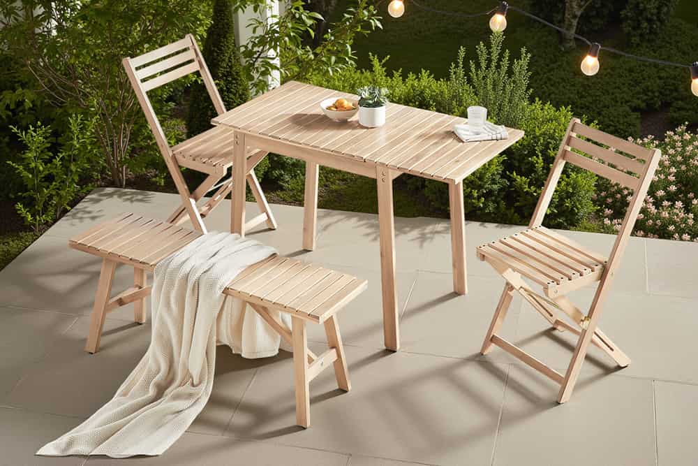 In- und Outdoor Sitzbank BALI 110cm natur hell Akazienholz wetterfest Balkonbank