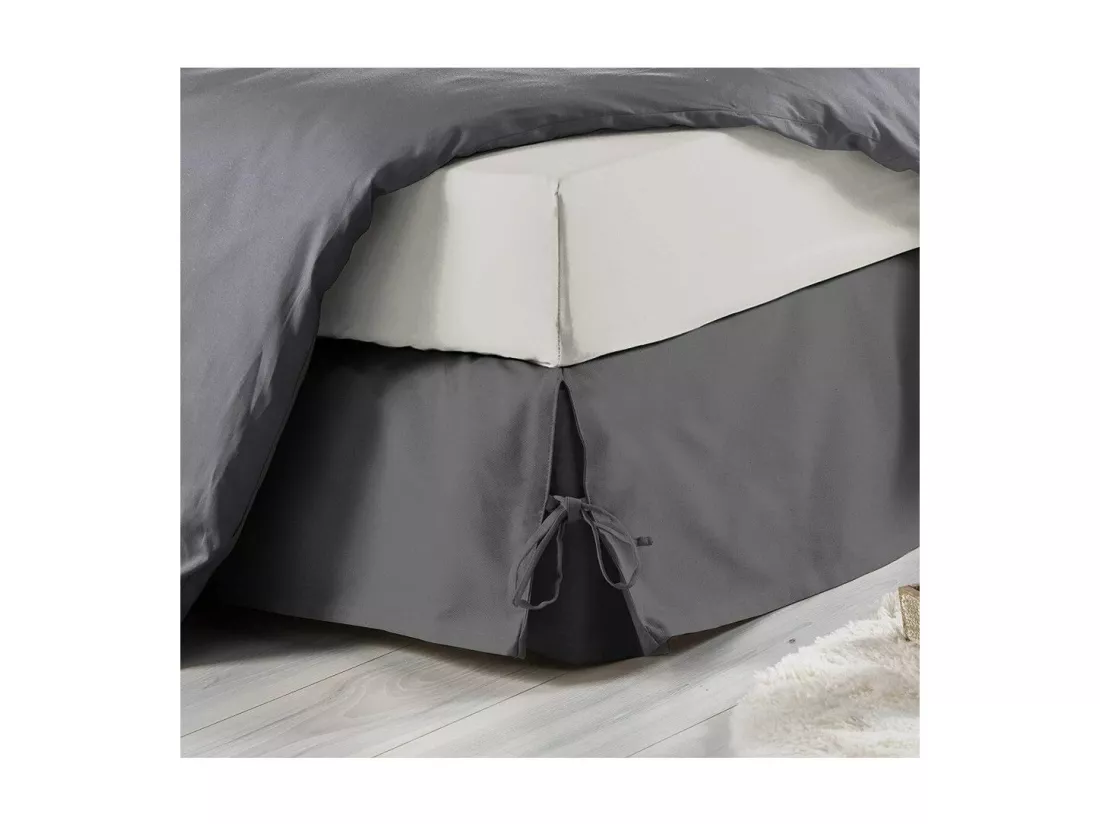 Cache-sommier avec nouettes - 90 x 190 cm - Sommina - Gris