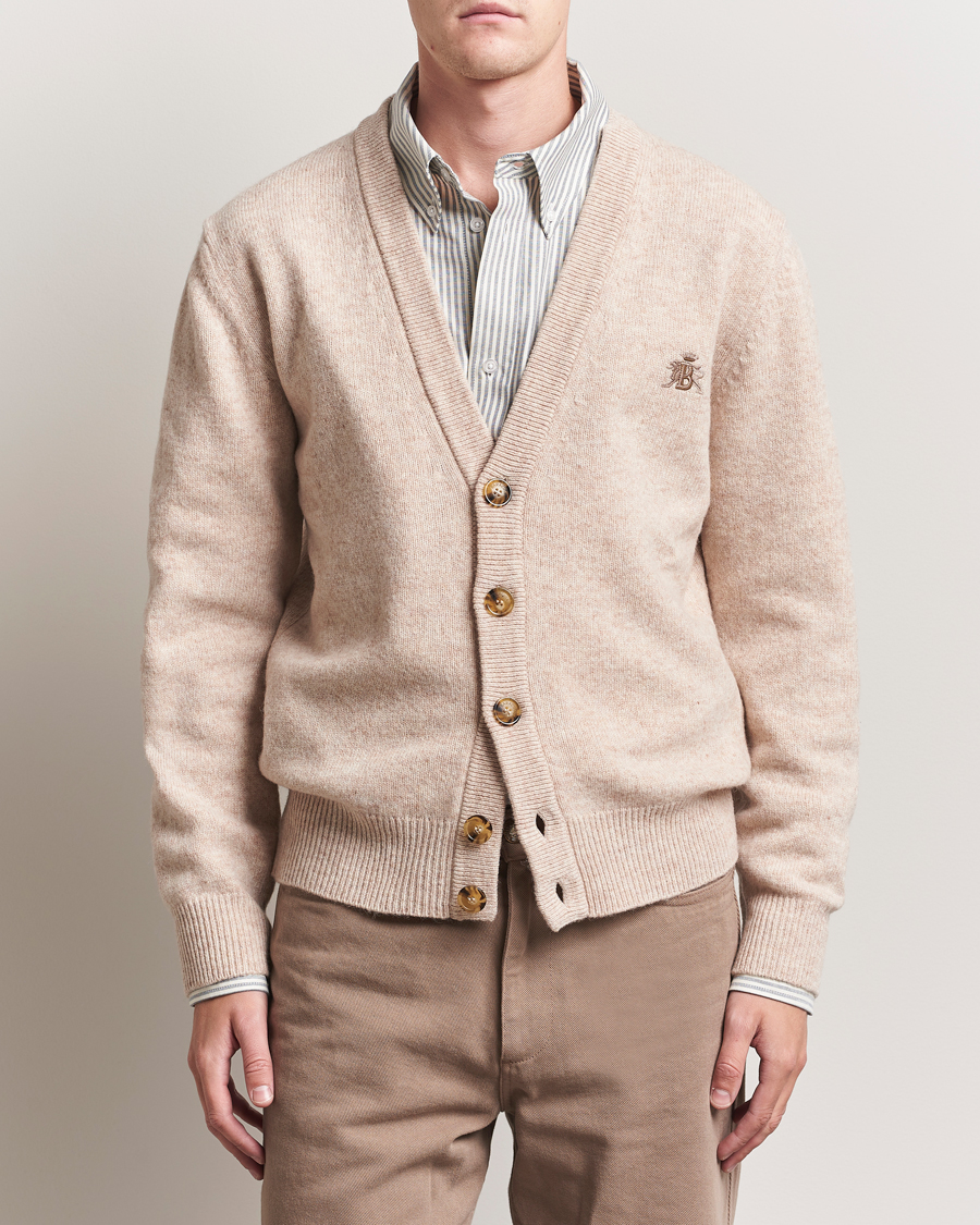 Baracuta Shetland Virgin Wool Cardigan Antique White