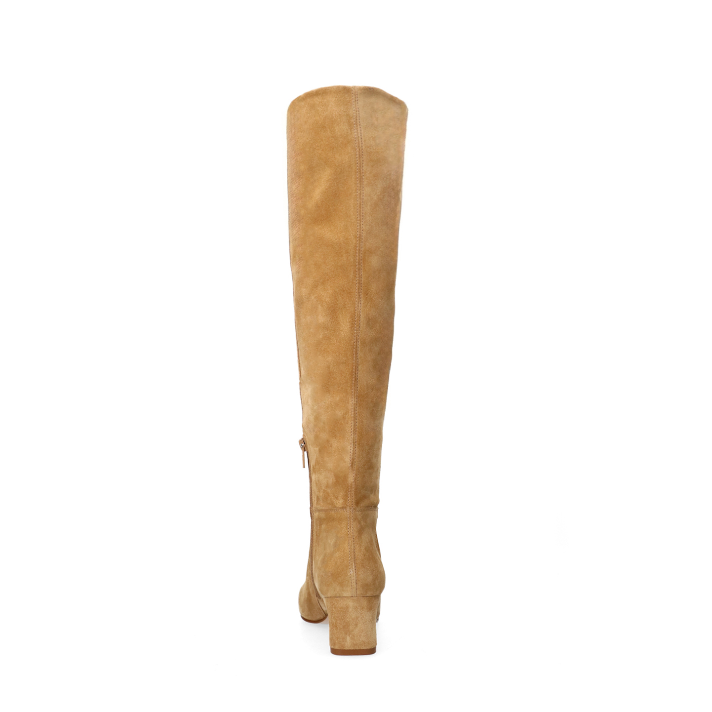 Beige suède hoge laarzen met hak