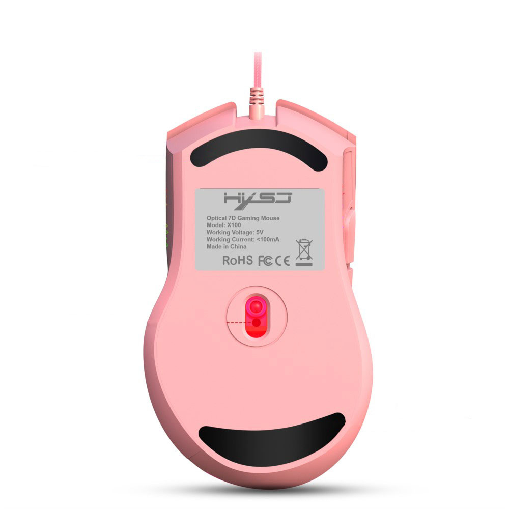 Optische kabelgebundene USB Gaming Maus 3600 DPI mit RGB Beleuchtung und 7 Tasten - Pink