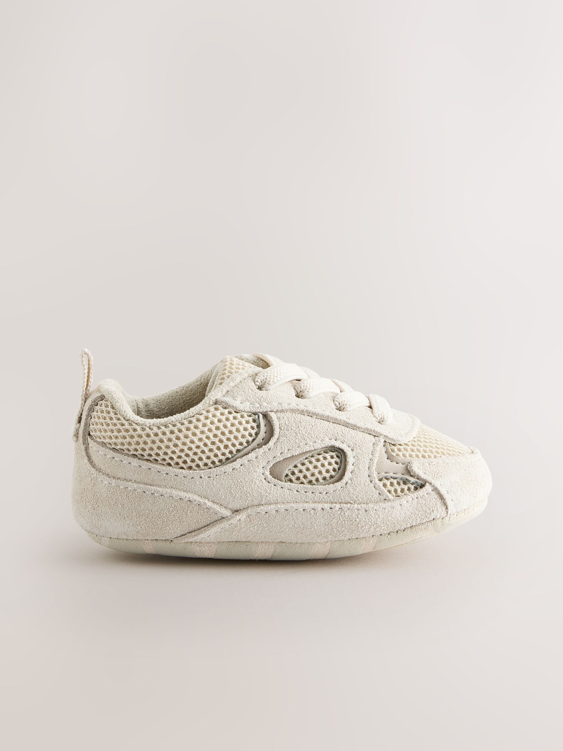 Neutraal - Baby Elastic Lace Slip-Ons Trainers (0-2mths)
