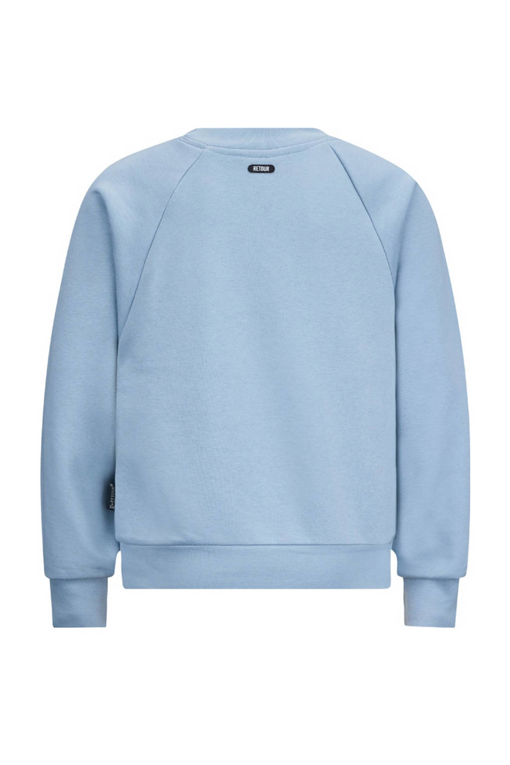 Retour Jeans sweater Bouarfa met printopdruk zachtblauw