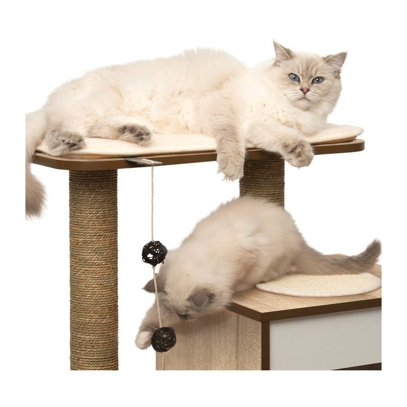 Arranhador para gatos Vesper com base em carvalho, cor carvalho.